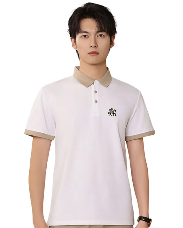 White_Half_Sleeve_Matty_Fabric_Polo_T-Shirt_|_For_Men
