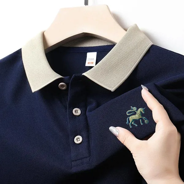 Trendytee Navy Blue Matty Fabric Half Sleeve Polo T-Shirt