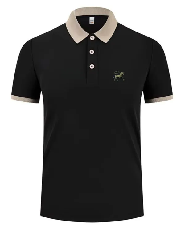 Black_Half_Sleeve_Matty_Fabric_Polo_T-Shirt_|_For_Men