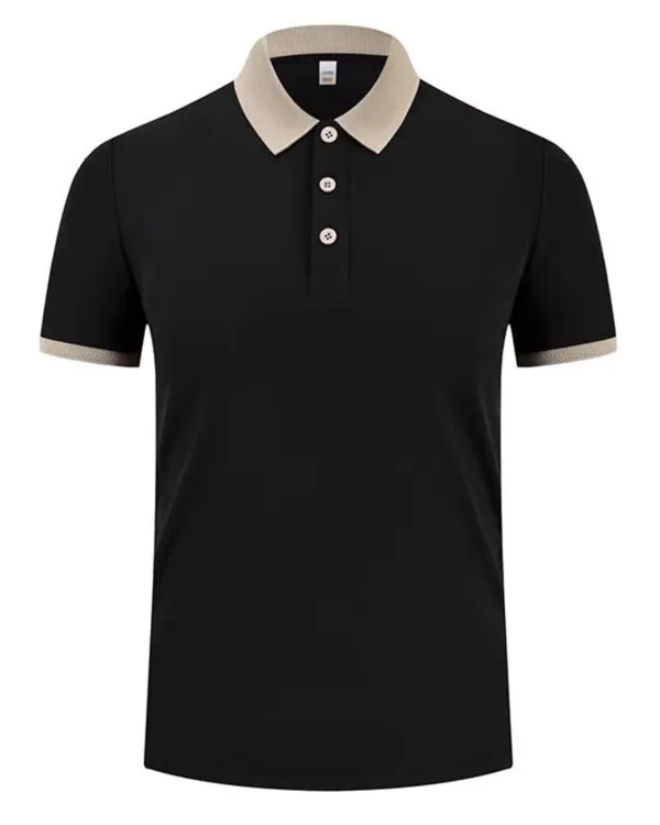 Black_Half_Sleeve_Matty_Fabric_Polo_T-Shirt_|_For_Men