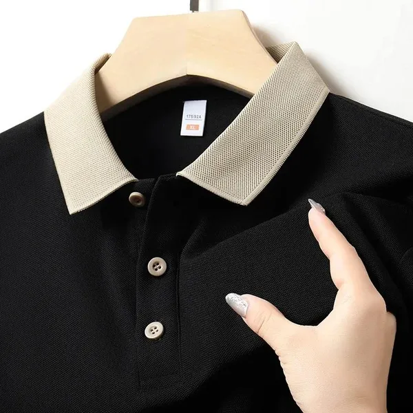 Black_Half_Sleeve_Matty_Fabric_Polo_T-Shirt_|_For_Men