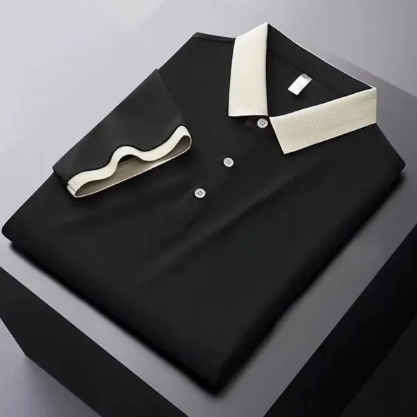 Black_Half_Sleeve_Matty_Fabric_Polo_T-Shirt_|_For_Men