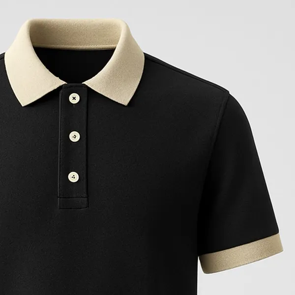 Black_Half_Sleeve_Matty_Fabric_Polo_T-Shirt_|_For_Men