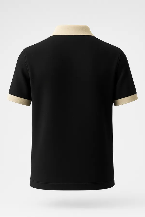 Black_Half_Sleeve_Matty_Fabric_Polo_T-Shirt_|_For_Men