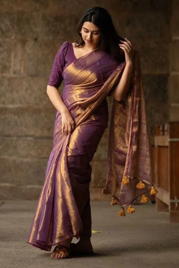 Royal_Purple_Tissue_Silk_Saree_with_Golden_Zari_Weaving_&_Running_Blouse_Piece