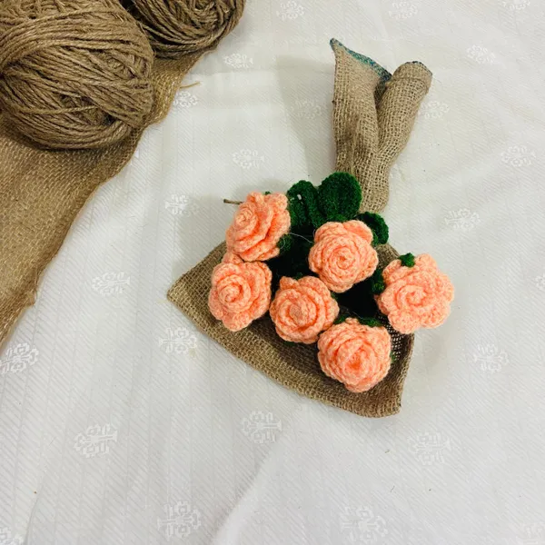 Peach_Woolen_Flowers_Home_Decor