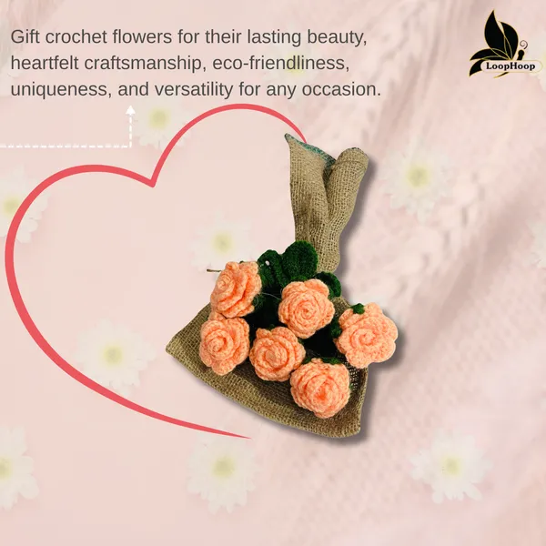 Peach_Woolen_Flowers_Home_Decor