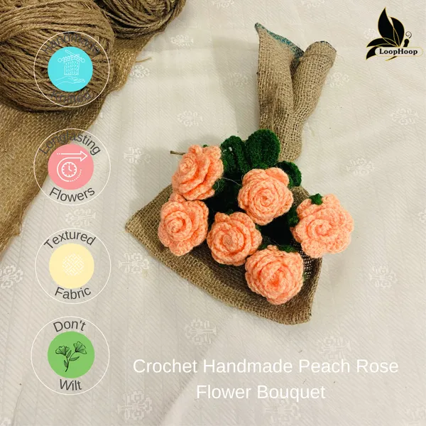 Peach_Woolen_Flowers_Home_Decor