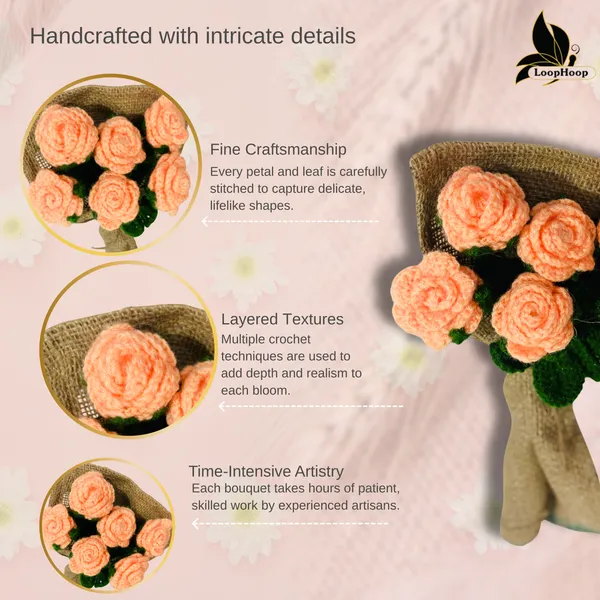 Peach_Woolen_Flowers_Home_Decor