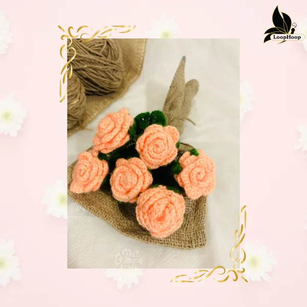 Peach_Woolen_Flowers_Home_Decor