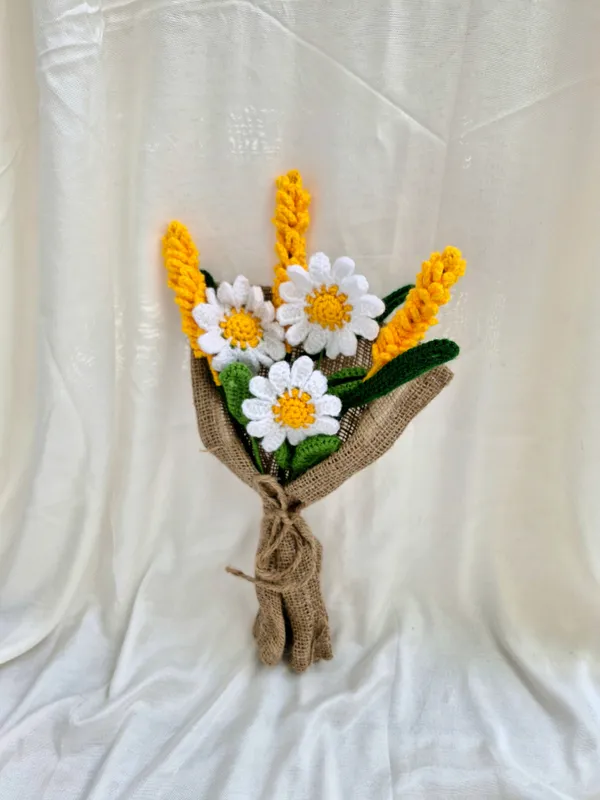 White_Woolen_Flowers_Home_Decor