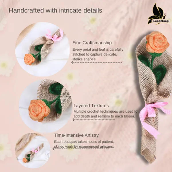 Peach_Woolen_Flower_For_Home_Decor