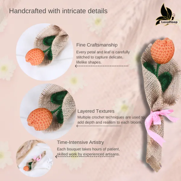 Peach_Woolen_Flower_For_Home_Decor