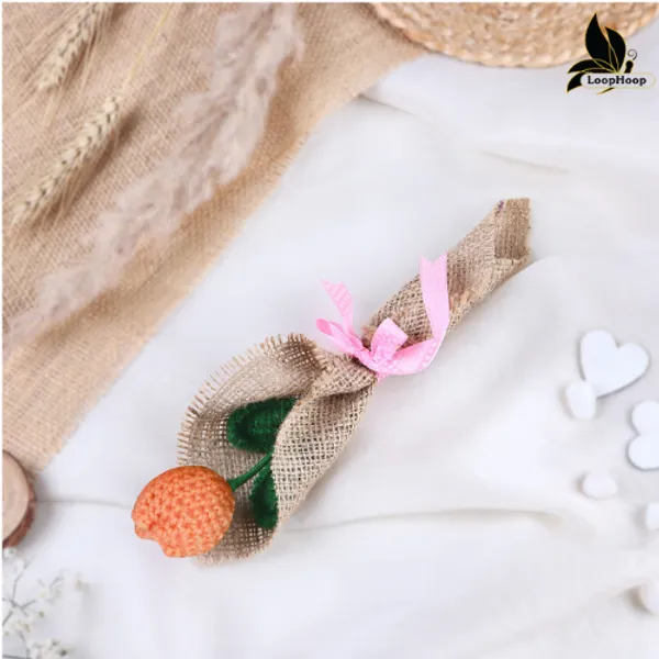 Peach_Woolen_Flower_For_Home_Decor