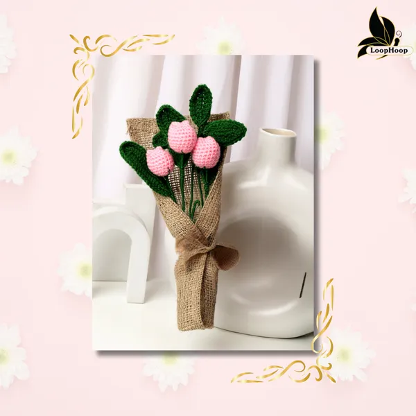 Pink_Woolen_Flower_For_Home_Decor