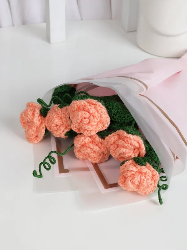 Peach_Woolen_Flower_For_Home_Decor