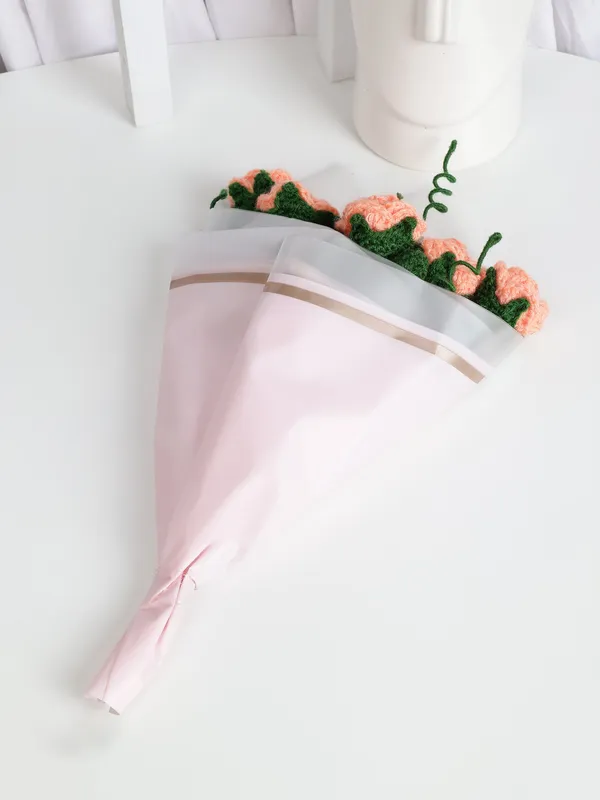Peach_Woolen_Flower_For_Home_Decor