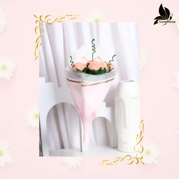 Peach_Woolen_Flower_For_Home_Decor