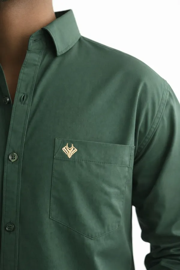 Dark_Green_Cotton_Blend_Shirt_For_Men