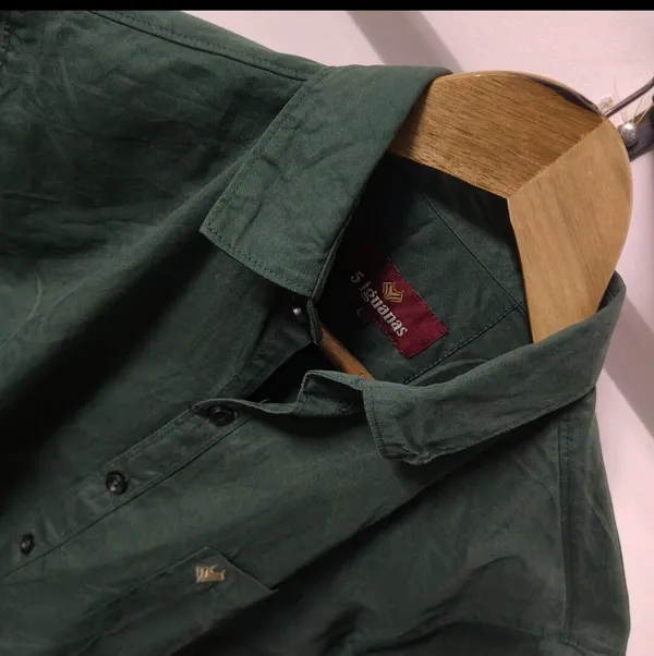 Dark_Green_Cotton_Blend_Shirt_For_Men