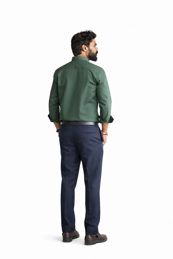 Dark_Green_Cotton_Blend_Shirt_For_Men