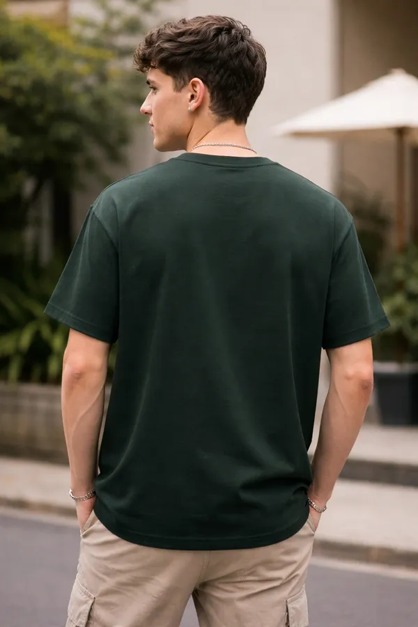 Green_Cotton_Blend_T_Shirt_For_Men
