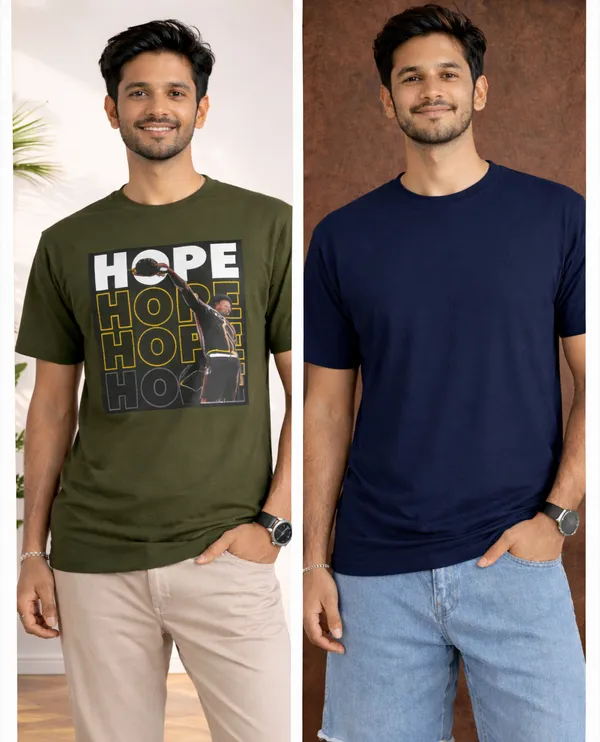 Blue_And_Green_Cotton_Blend_T_Shirt_For_Men_(Pack_Of_2)