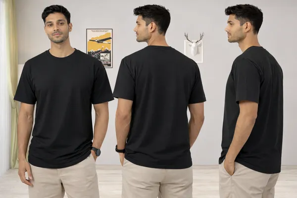 Unisex_Black_Down_Shoulder_T_Shirt