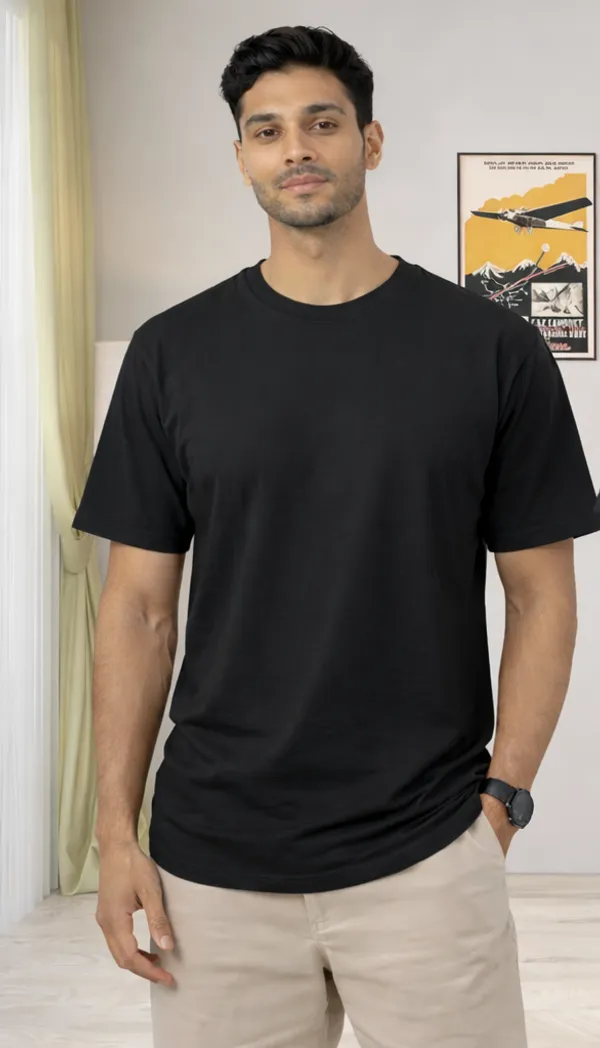 Unisex_Black_Down_Shoulder_T_Shirt