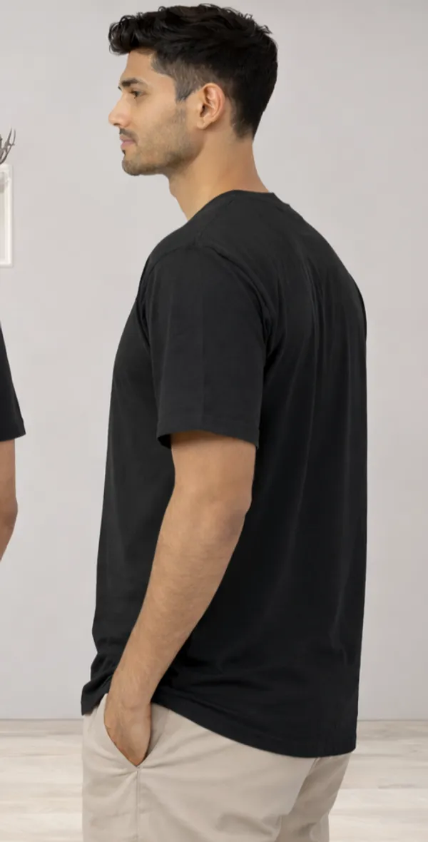Unisex_Black_Down_Shoulder_T_Shirt