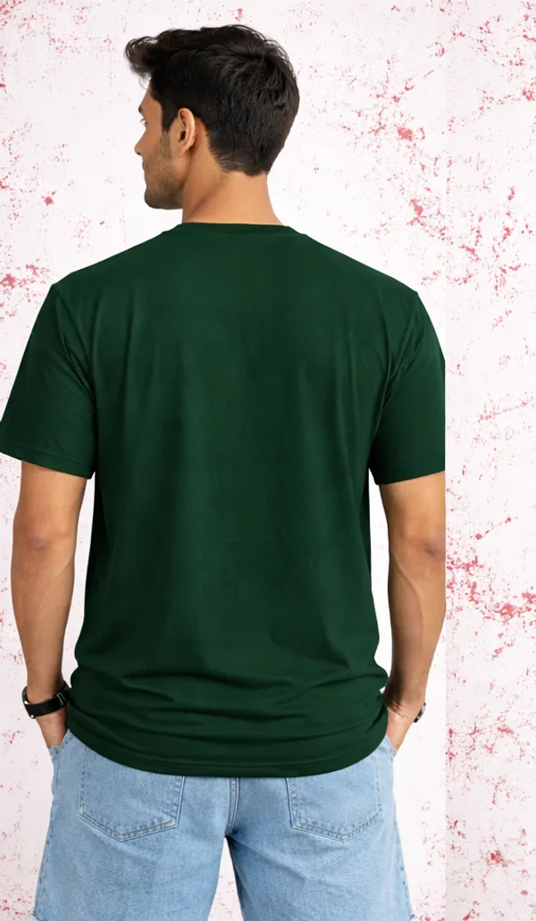 Green_Cotton_Blend_T_Shirt_For_Men
