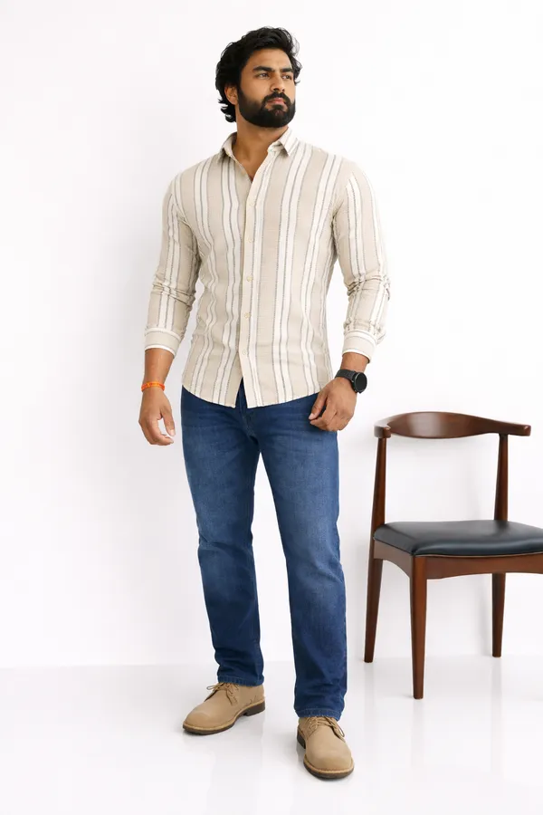 Light_Green_Beige_Cotton_Blend_Shirt_For_Men_(Pack_Of_2)