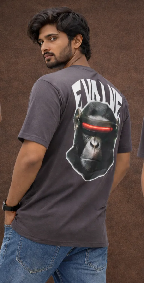 Evolve__Print_Men's_Grey_Down_shoulder_T_shirt