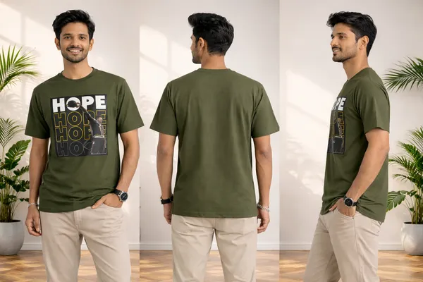 Green_Cotton_Blend_T_Shirt_For_Men