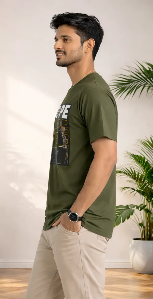 Green_Cotton_Blend_T_Shirt_For_Men