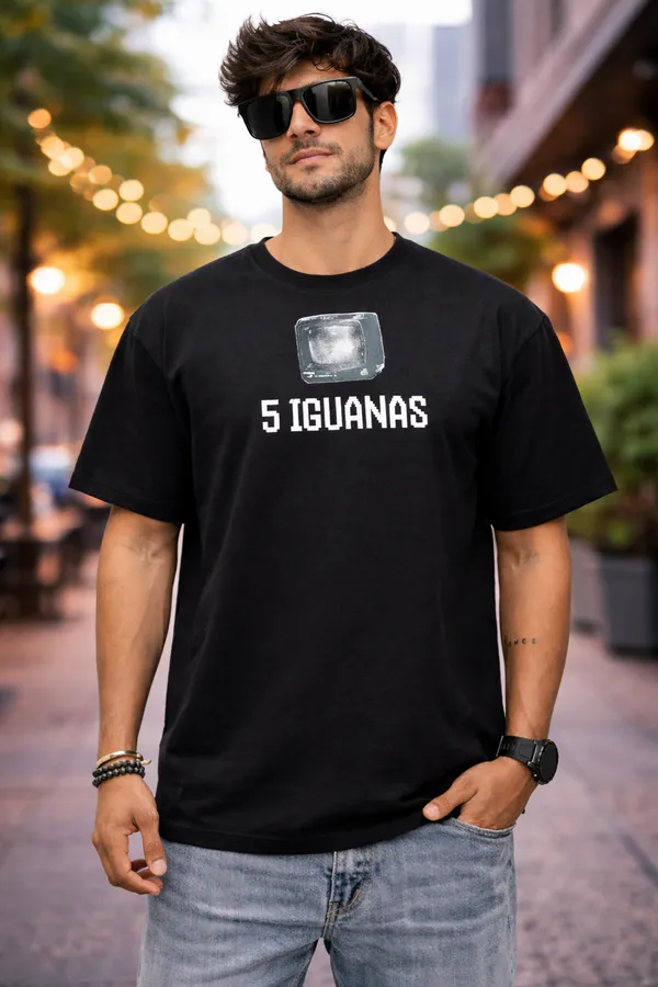 5_IGUANAS_Print_Men's_Black_Tshirt