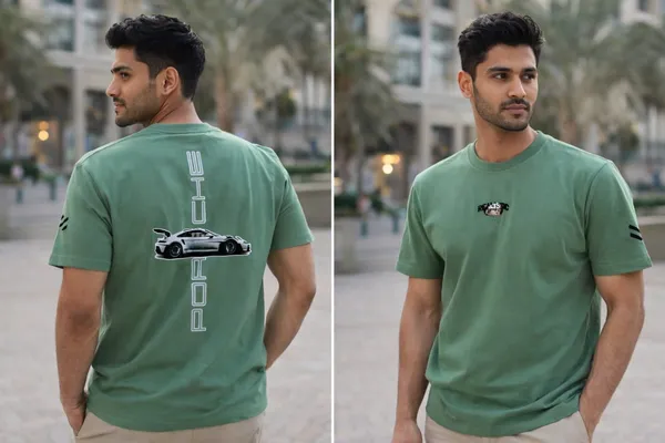 Men's_Olive_Green_Porsche_Print_Down_Shoulder_Cotton_Tshirt