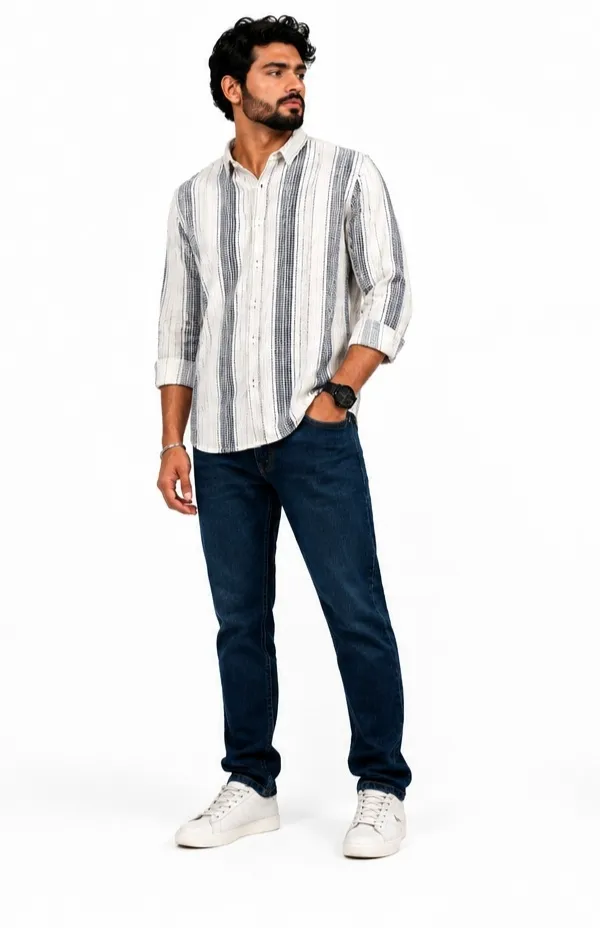 White_And_Grey_Cotton_Blend_Shirt_For_Men