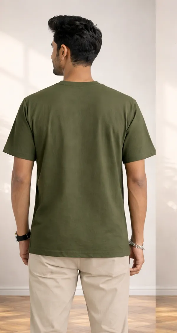 Green_Cotton_Blend_T_Shirt_For_Men