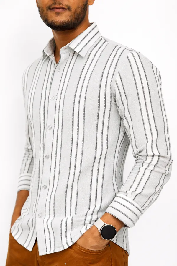 White_And_Blue_Cotton_Blend_Shirt_For_Men_(Pack_Of_2)