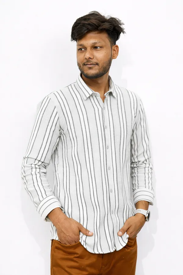White_And_Blue_Cotton_Blend_Shirt_For_Men_(Pack_Of_2)