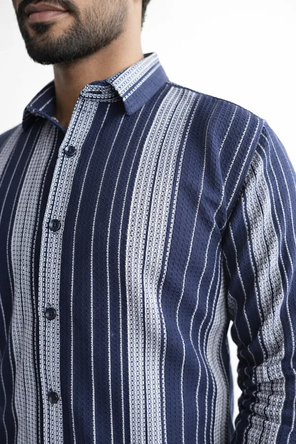 White_And_Blue_Cotton_Blend_Shirt_For_Men_(Pack_Of_2)