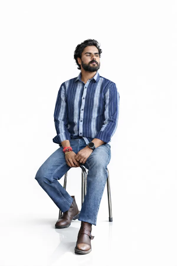 White_And_Blue_Cotton_Blend_Shirt_For_Men_(Pack_Of_2)