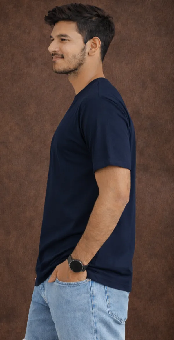 Blue_Cotton_Blend_T_Shirt_For_Men
