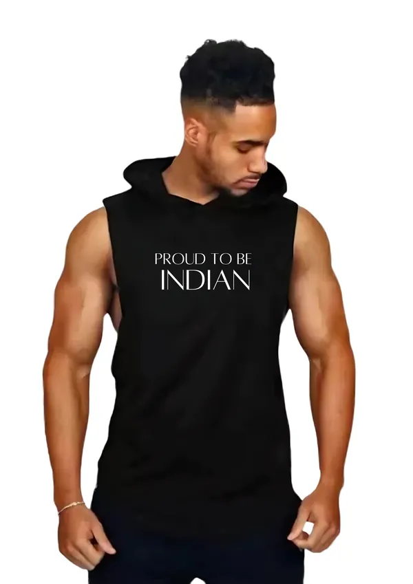 Black_Trendy_Hood_Sports/Gym_T-Shirt_For_Men