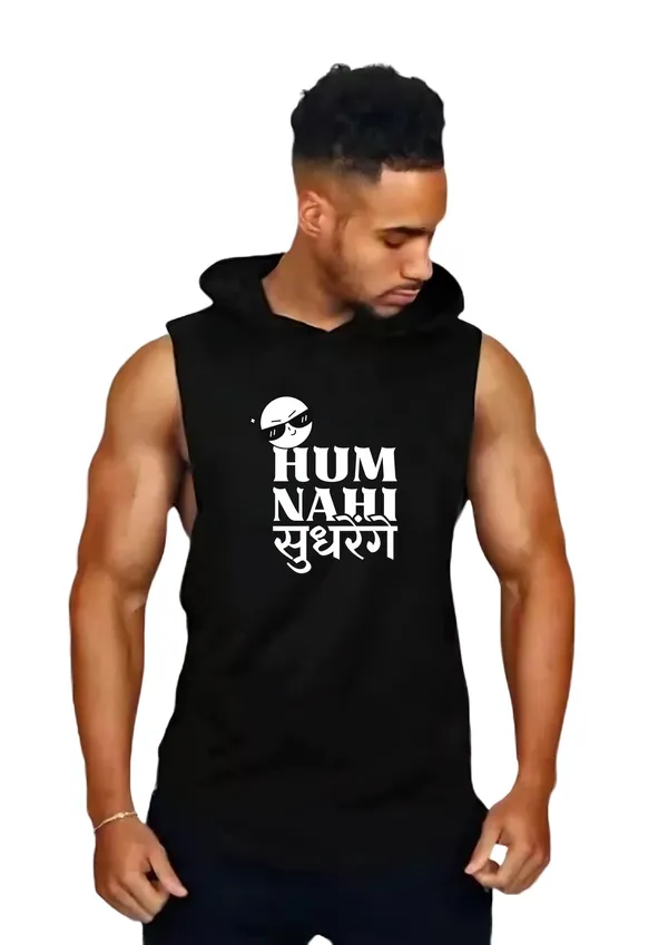 Black_Trendy_Hood_Sports/Gym_T-Shirt_For_Men