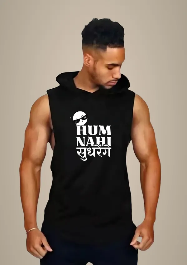 Black_Trendy_Hood_Sports/Gym_T-Shirt_For_Men