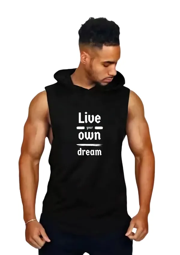 Black_Trendy_Hood_Sports/Gym_T-Shirt_For_Men