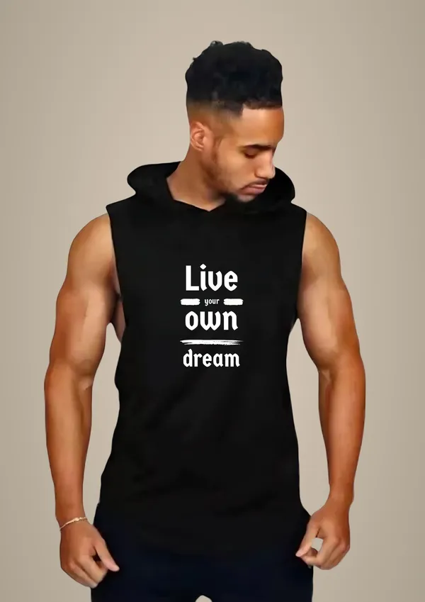 Black_Trendy_Hood_Sports/Gym_T-Shirt_For_Men