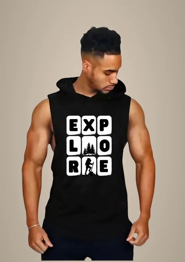 Black_Trendy_Hood_Sports/Gym_T-Shirt_For_Men